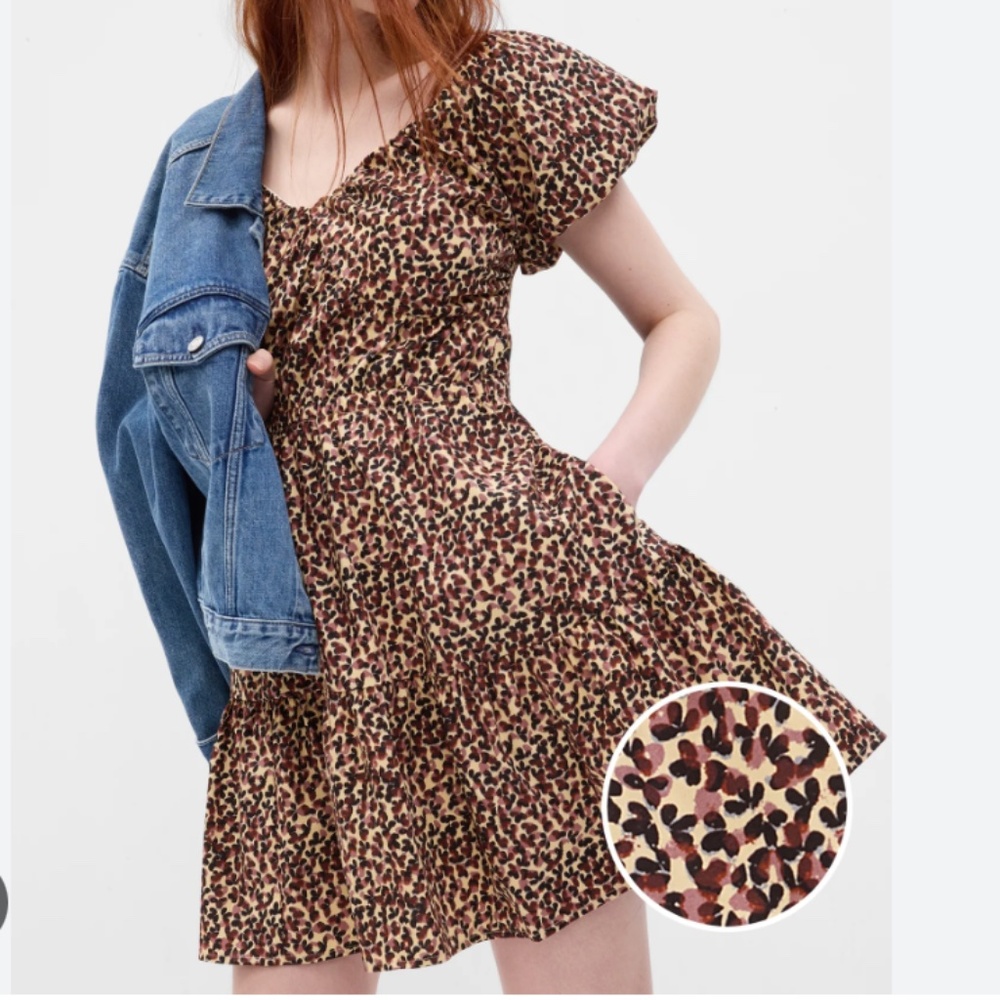 NWT Gap Corset Tiered Leopard Print Mini Dress Sz‎ XL